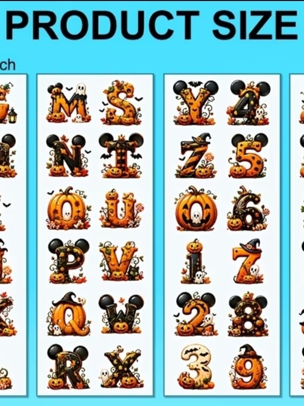 Halloween Mickey Alphabet & Number Party Decals